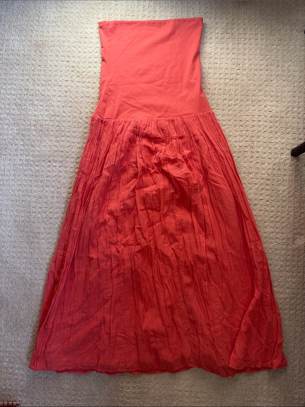 Women’s Strapless Maxi Dress in Coral - Size Small